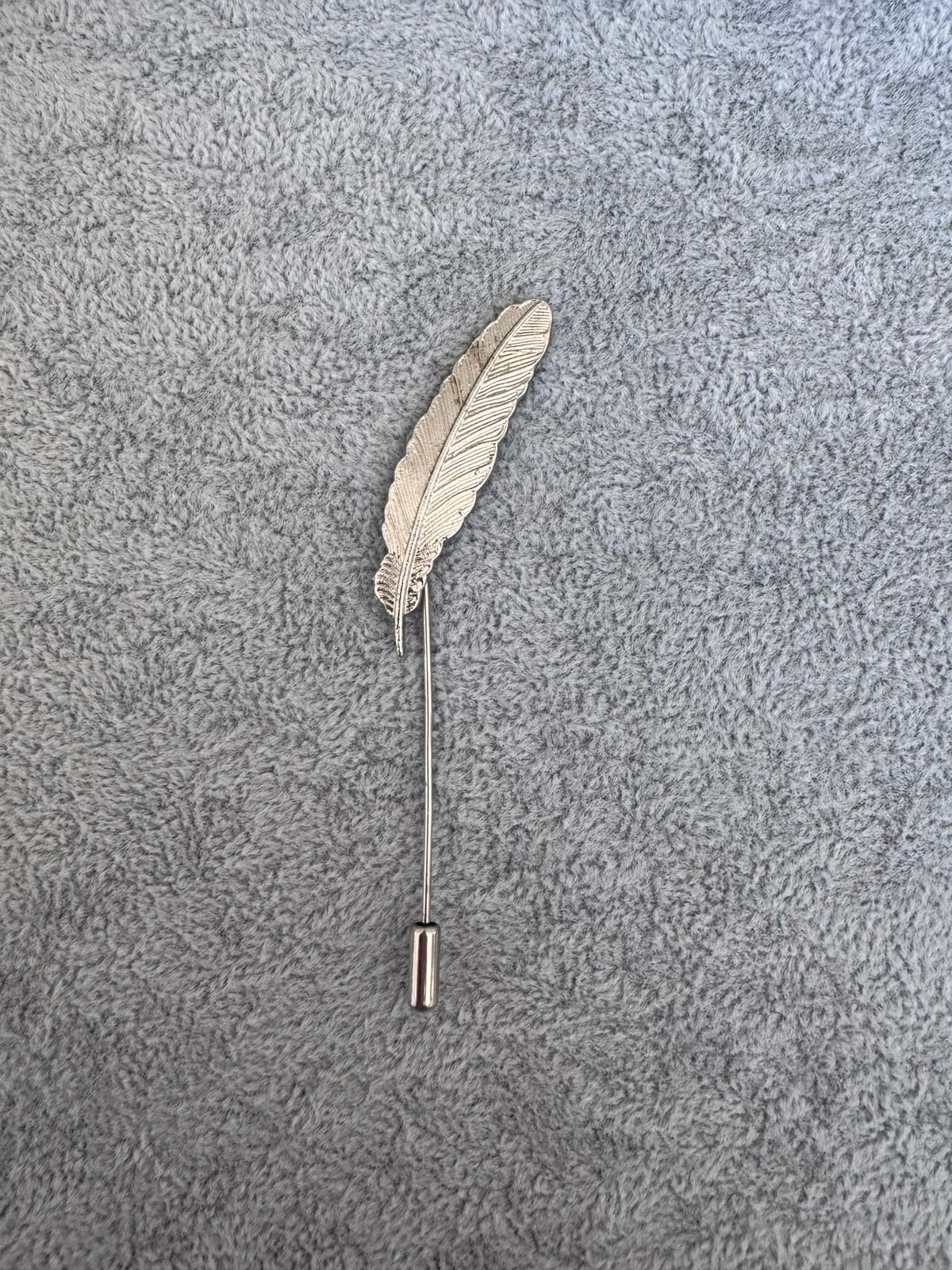 1 Vintage Silver Tone Feather Stick Pin - Image 1