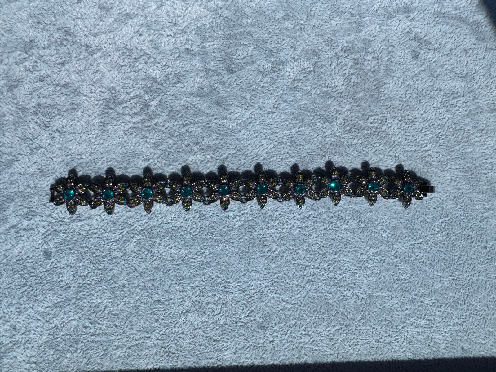 1 Vintage Gunmetal Floral Link Bracelet - Image 1