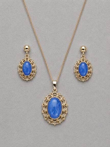 Vintage Blue Cabochon Jewelry Set