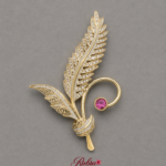 Vintage Gold Tone Feather Brooch