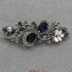 Vintage Silver-Tone Navy Blue Crystal