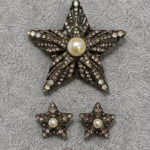 Vintage Starburst Pearl Brooch & Earrings Set