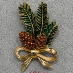 Vintage Gold-Tone Pinecone & Fern Brooch