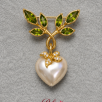 Vintage Gold-Tone Apple & Green Leaf Statement Brooch
