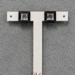 Vintage Black-Tone Square Crystal Stud Earrings