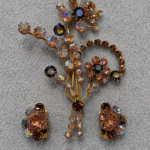 Vintage Amber & Aurora Borealis Rhinestone
