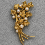 Vintage Gold Tone Floral Spray Brooch